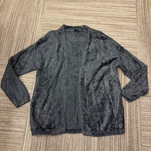 Cliche Black Women's Knit Fur Cardigan Casual Loungewear